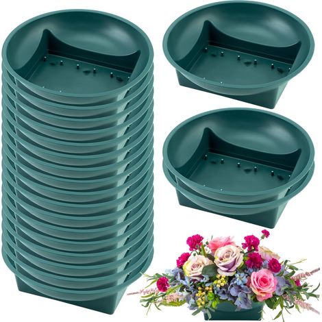 Set Mit 24 Steckschaum-blumenarrangements, Großen Runden Schalen (16 Cm Durchmesser) Mit Wasser Und Saugfähigen Steckschaumblöcken Für Blumengestecke