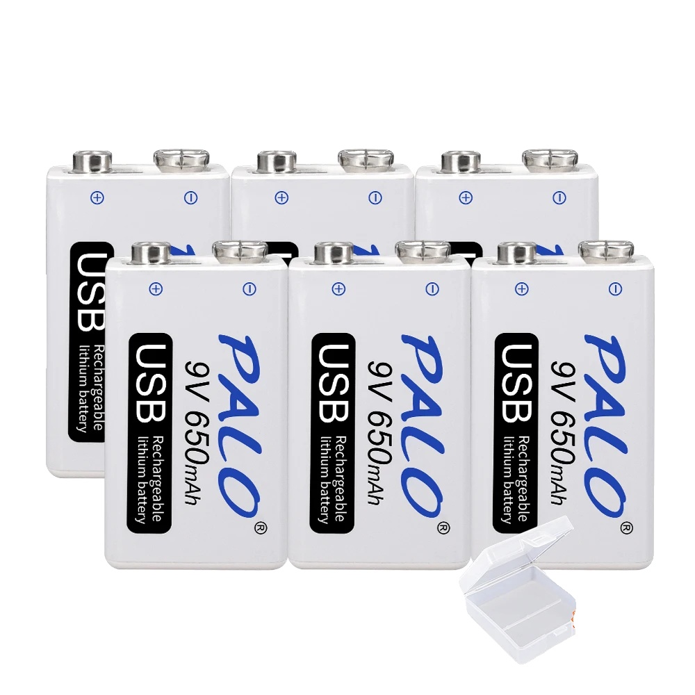 Wiederaufladbarer Akku, 650 Mah Kapazität, Usb-ladeanschluss, 6 Stück 9-v-batterien