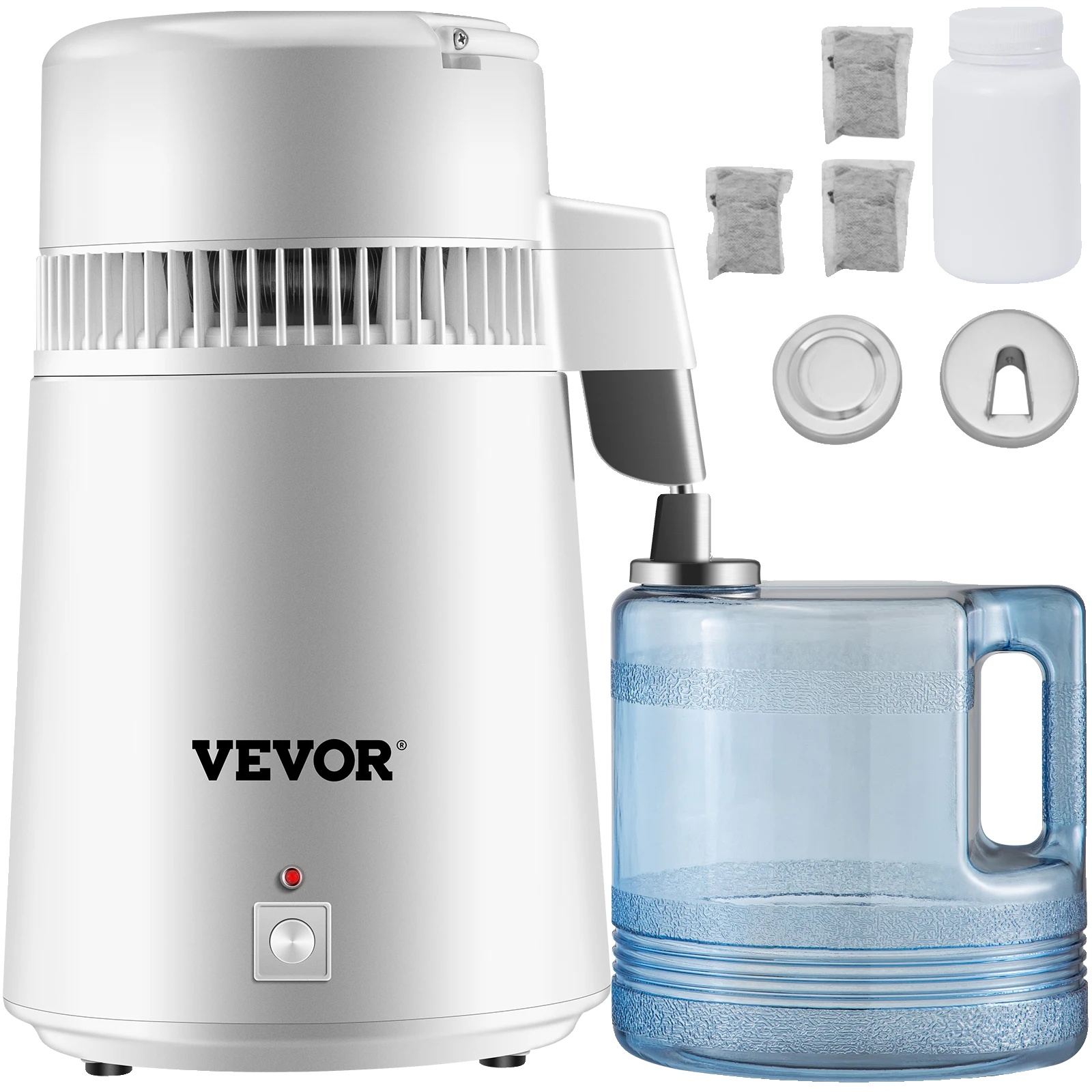 Wasserdestilliergerät, 4 L Fassungsvermögen, 750 W Leistung, Abmessungen 29 X 29 X 39 Cm, Destillationsrate 1,2–2 L/h, Edelstahl
