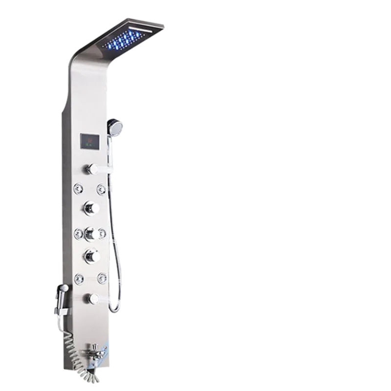 Duschpaneel, Mehrere Strahlarten, Integrierte Led-beleuchtung, Gebürstetes Nickel 8009