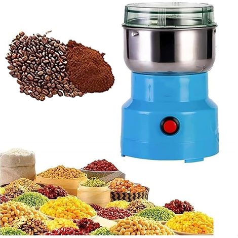 200-w-multifunktions-getreidemühle (blau), Ultrafeine Kaffeemühle, Tragbare Elektrische Gewürzmühle (200 Ml), Edelstahl, Ideal Für Trockenwaren, Kräuter Und Kaffee