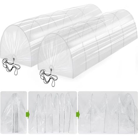Set Mit 2 Tunnelgewächshäusern, 2-in-1, 300 X 45 Cm, Mini-gewächshäuser, Gartentunnel Mit Bögen, Insektenschutz, Pflanzkanalfolie
