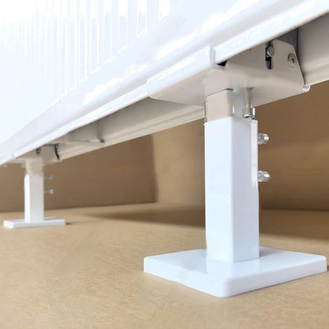 Weiß + Silber, 2-teilig. Bodenmontage-heizkörperfüße, Verstellbare Heizkörperhalterungen Aus Stahl, Bodenmontage-heizkörperfüße.