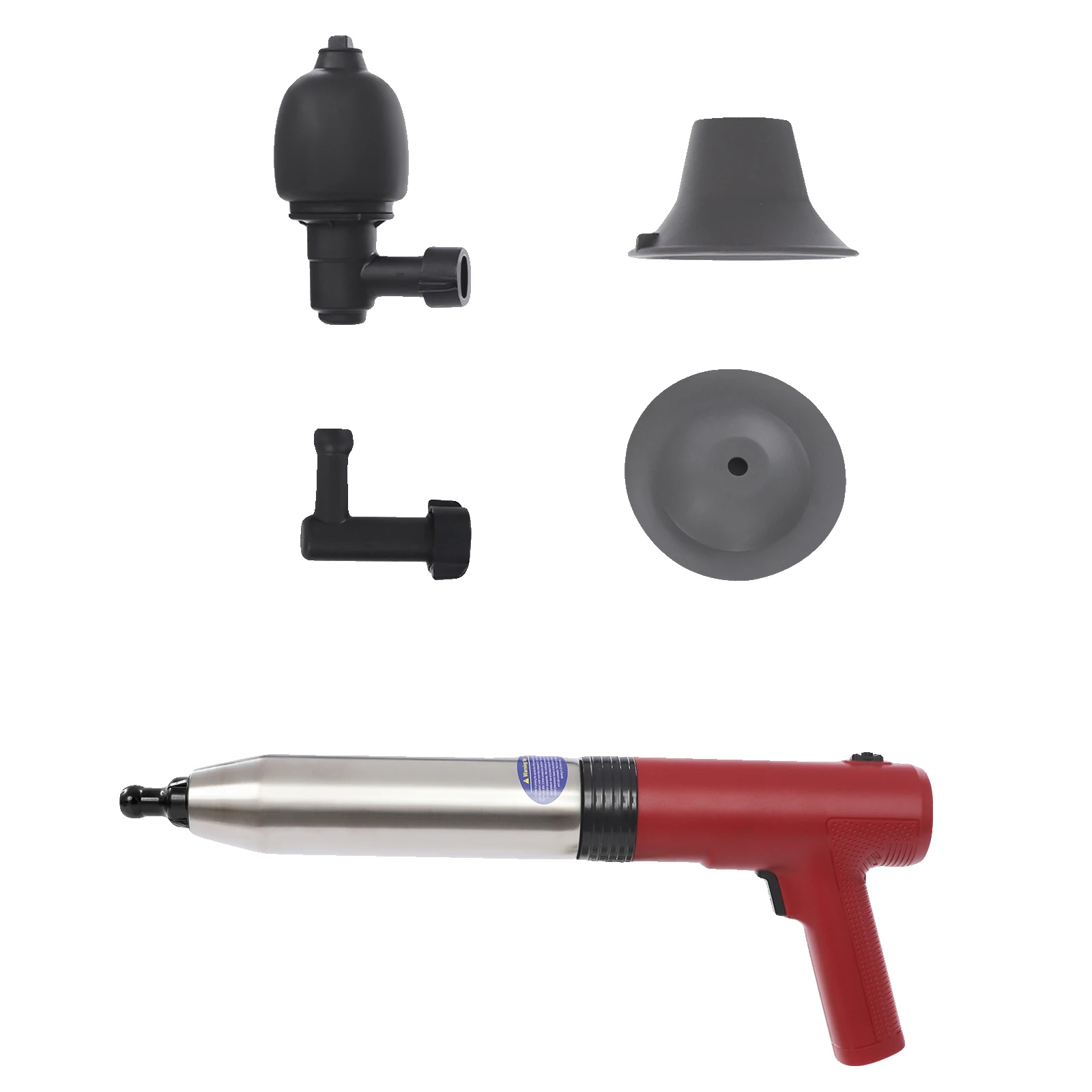 Elektrischer Toilettenpömpel, Hochdruckluftmechanismus, Vielseitige Abflussreinigung, Rot