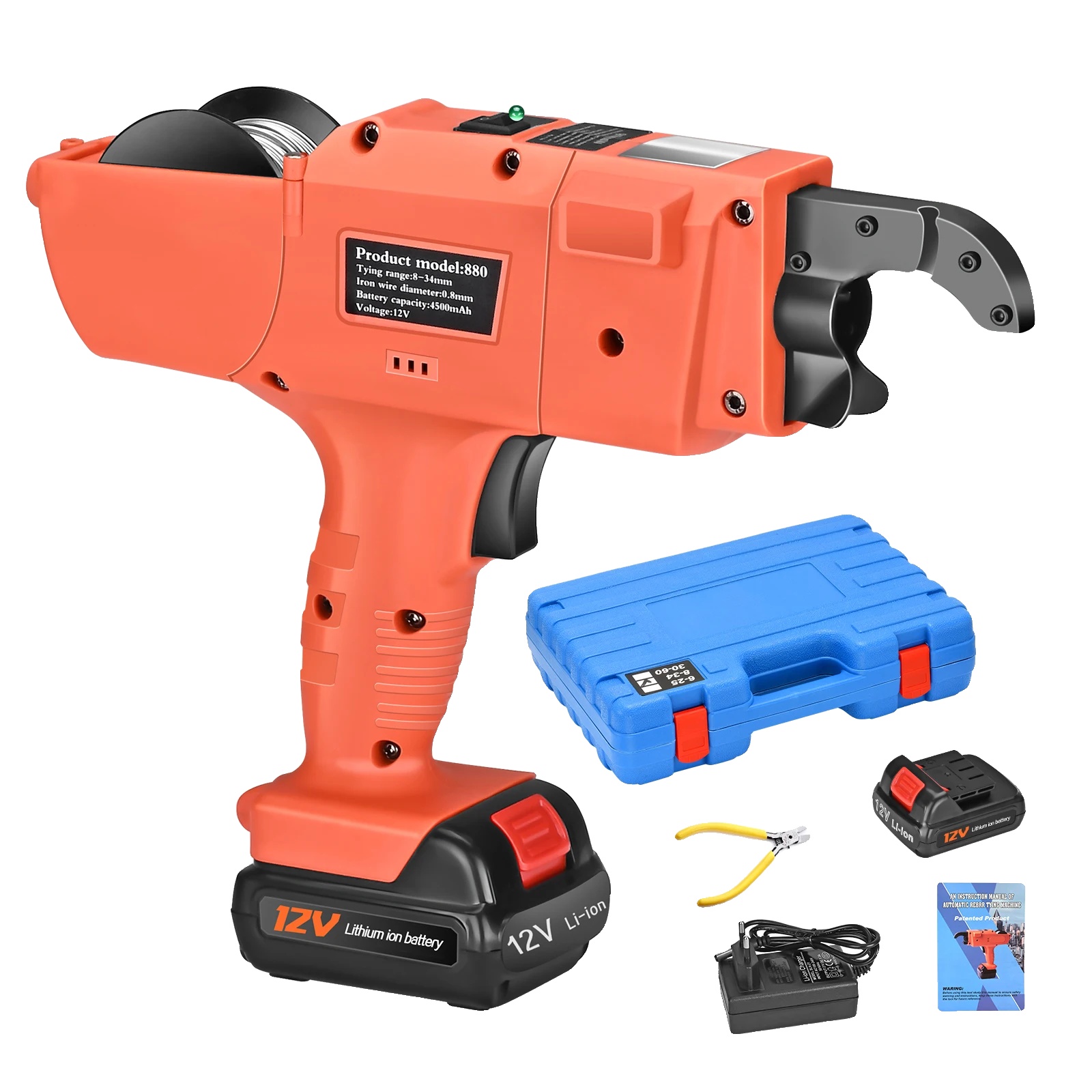 Bewehrungsbindemaschine, Automatischer Betrieb, Duale Akku-stromversorgung, 220-v-eu-stecker