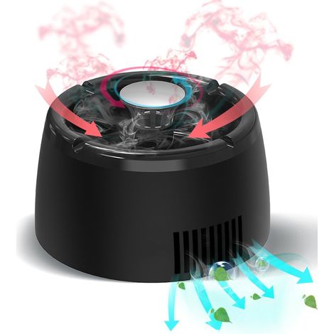 Schwarzer, Wiederaufladbarer, Tragbarer, Rauchfreier Aschenbecher Mit Integriertem Rauchabsauger Und Ventilator, Elektrischer Usb-rauchabsauger Für Zuhause, Büro Und Auto, Austauschbarer Filter