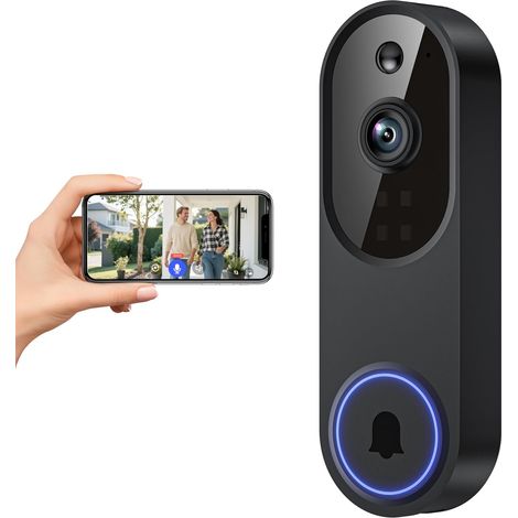 Kabellose 1080p-wlan-videotürklingel, Ki-personenerkennung, Gegensprechfunktion, 2,4-ghz-wlan, Akkubetrieb, Cloud-speicher, Innen- Und Außenüberwachung