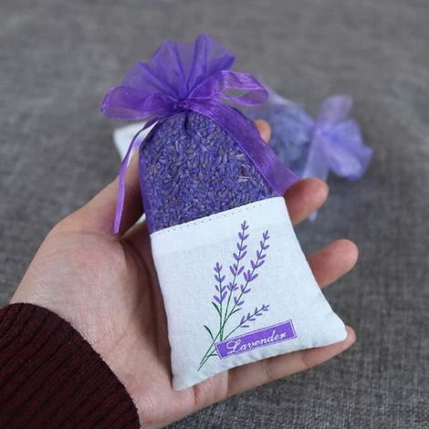 15 Leere Lila Lavendelsäckchen, Duftsäckchen, Leere Lavendelbeutel Mit Blumenmuster, 7 X 15 Cm [230]