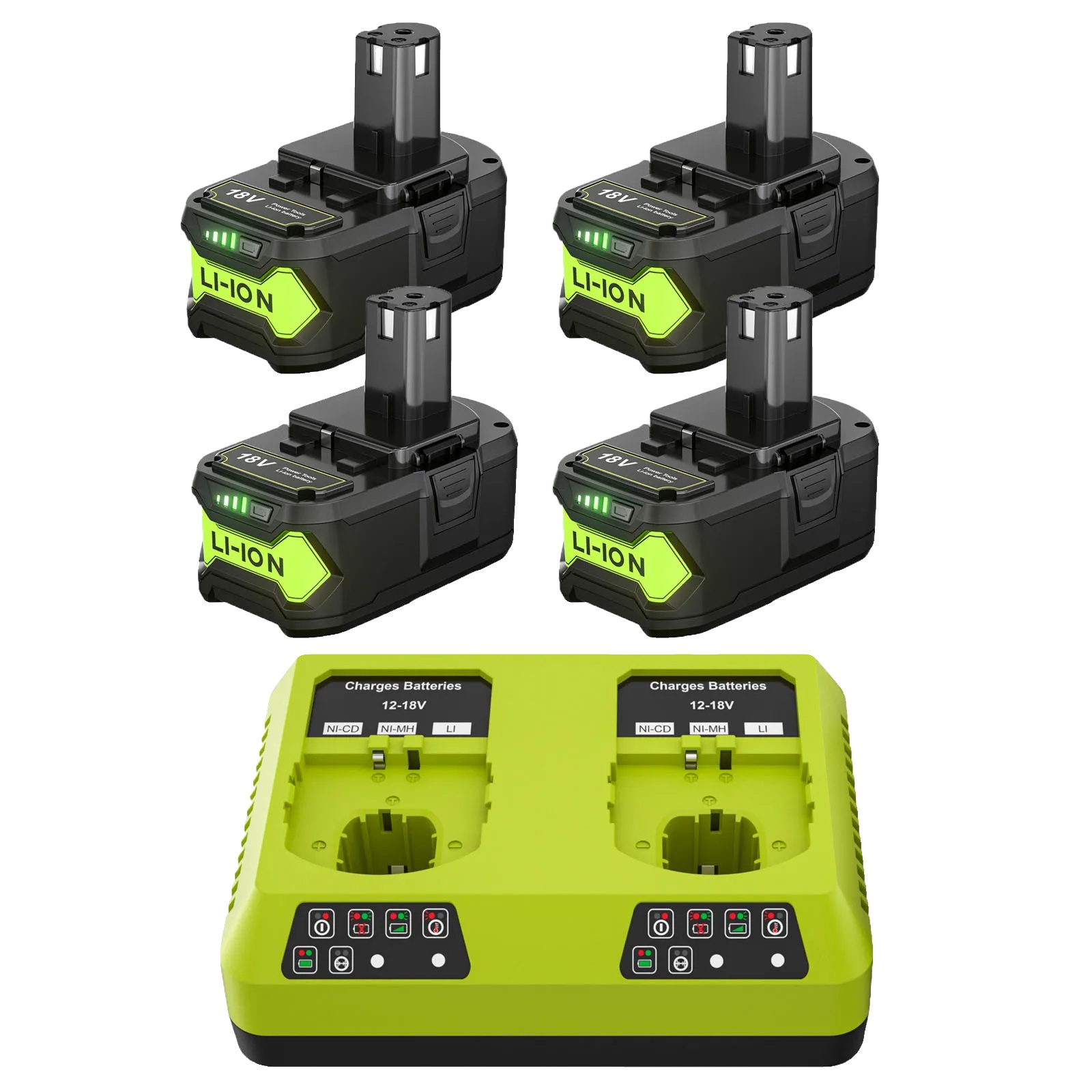 Ersatzakku-set, 6,0 Ah, 18 V Hochleistungs-lithium-ionen-akku Mit Doppel-schnellladegerät, Verlängerte Laufzeit, Kompatibel Mit Roybi-werkzeugen