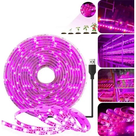 (5 M) Led-pflanzenlichtstreifen, Wasserdicht, Vollspektrum, Flexibel, Für Sukkulenten, Hydrokultur Und Gewächshausgärtnerei.