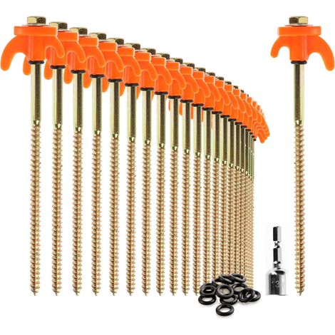 24x Zeltnägel, Robuste Stahlnägel Mit Draht- Und Seilverstärkung, Felsnägel Für Camping Und Outdoor-zelte, Haken Für Harten Boden Und Holz.