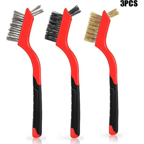 3 Stück Mini Drahtreinigungsbürste, Drahtbürsten, Messingbürste, Edelstahl Minibürsten Mit Ergonomischem Griff