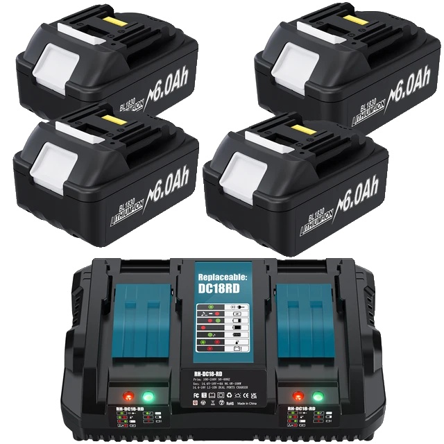 Makita 18v-ersatzakku, 60 Ah Kapazität, Kompatibel Mit Bl1860 Und Bl1850b, 2er-set