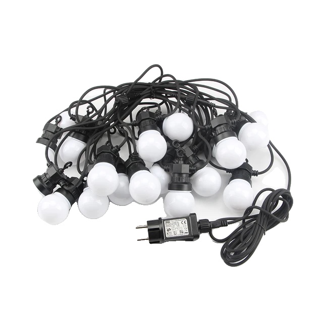 Led-kugellichterkette, Außendekoration, Verbindbar, Mattschwarze Glühbirnen, 24 M, 30 Glühbirnen, Eu-stecker