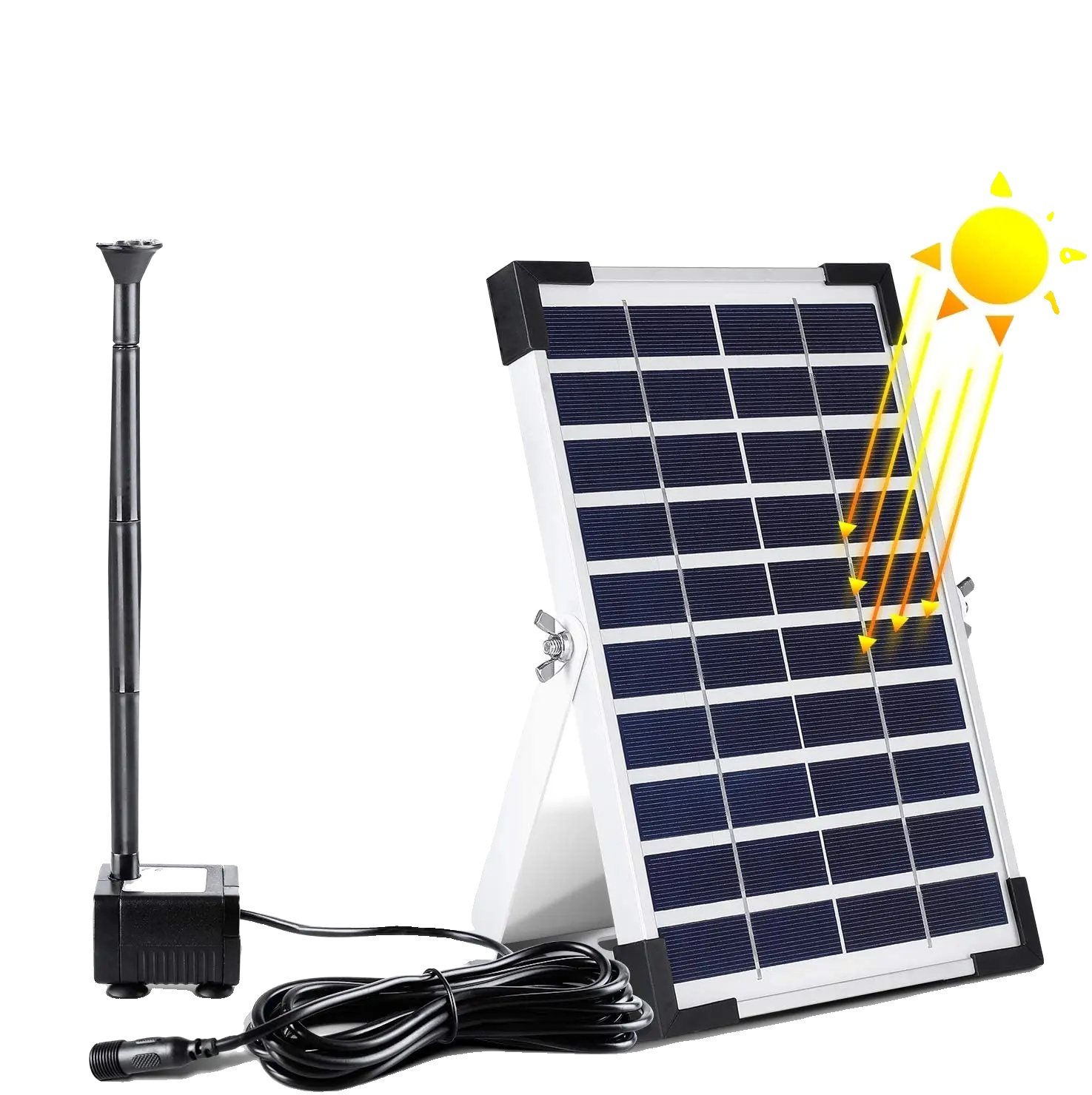 Solar-teichpumpe, 12 W Leistung, 500 L/h Fördermenge, 60 Cm Sprühhöhe