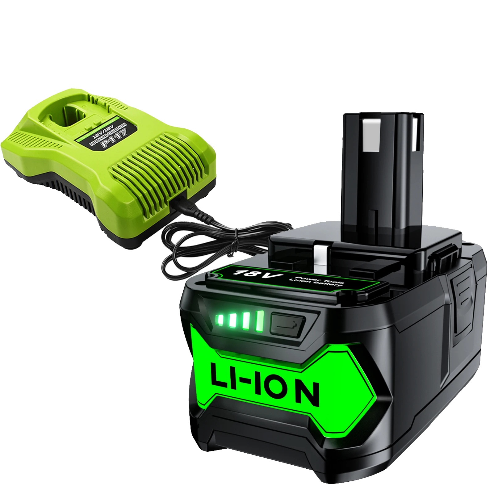 Ryobi 9-ah-ersatzakku, Kompatibel Mit Verschiedenen Modellen, Zertifizierte Sicherheitsstandards, 9,0 V Mit Ladegerät