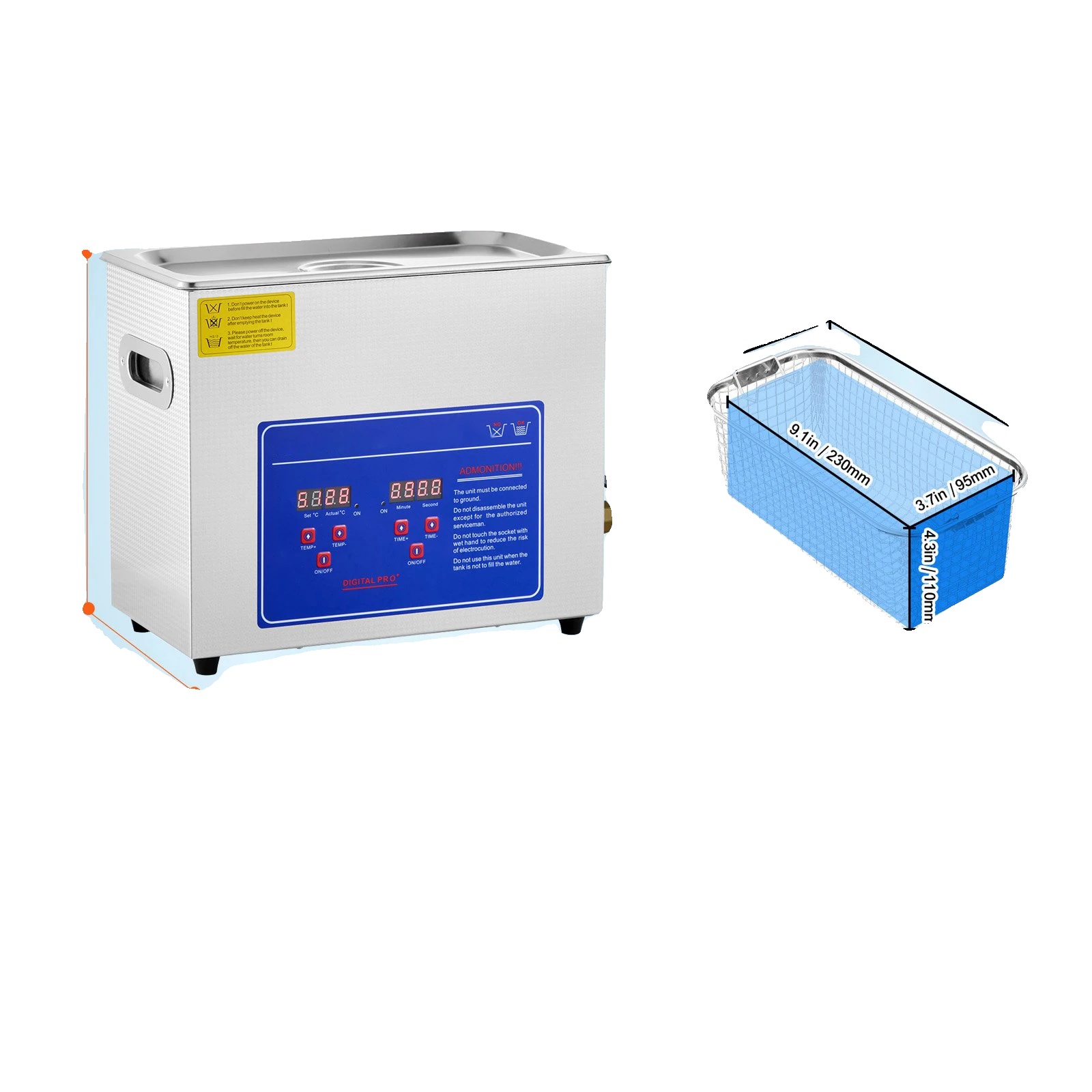 Ultraschallreiniger, Edelstahlkonstruktion, Digitales Bedienfeld, 6 L
