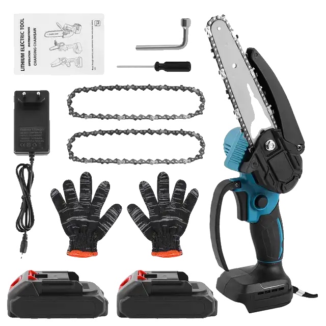 Bürstenlose Kettensäge, 15 Cm Schnittkapazität, Betrieben Mit Einem Makita 18v-akku, Inklusive 2 Akkus
