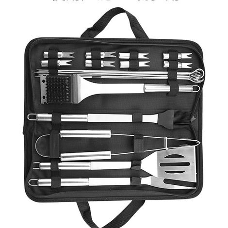20-teiliges Grillbesteck-set, Grillutensilien-set Aus Edelstahl Mit Canvas-tasche