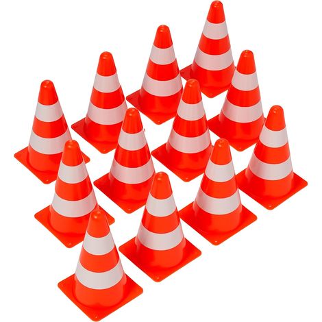 12 Verkehrskegel, Markierungen, Verkehrskegel (23 Cm) Sicherheitskegel Mit Reflektorstreifen Für Sport, Fußball, Kinderspiele, Hundetraining