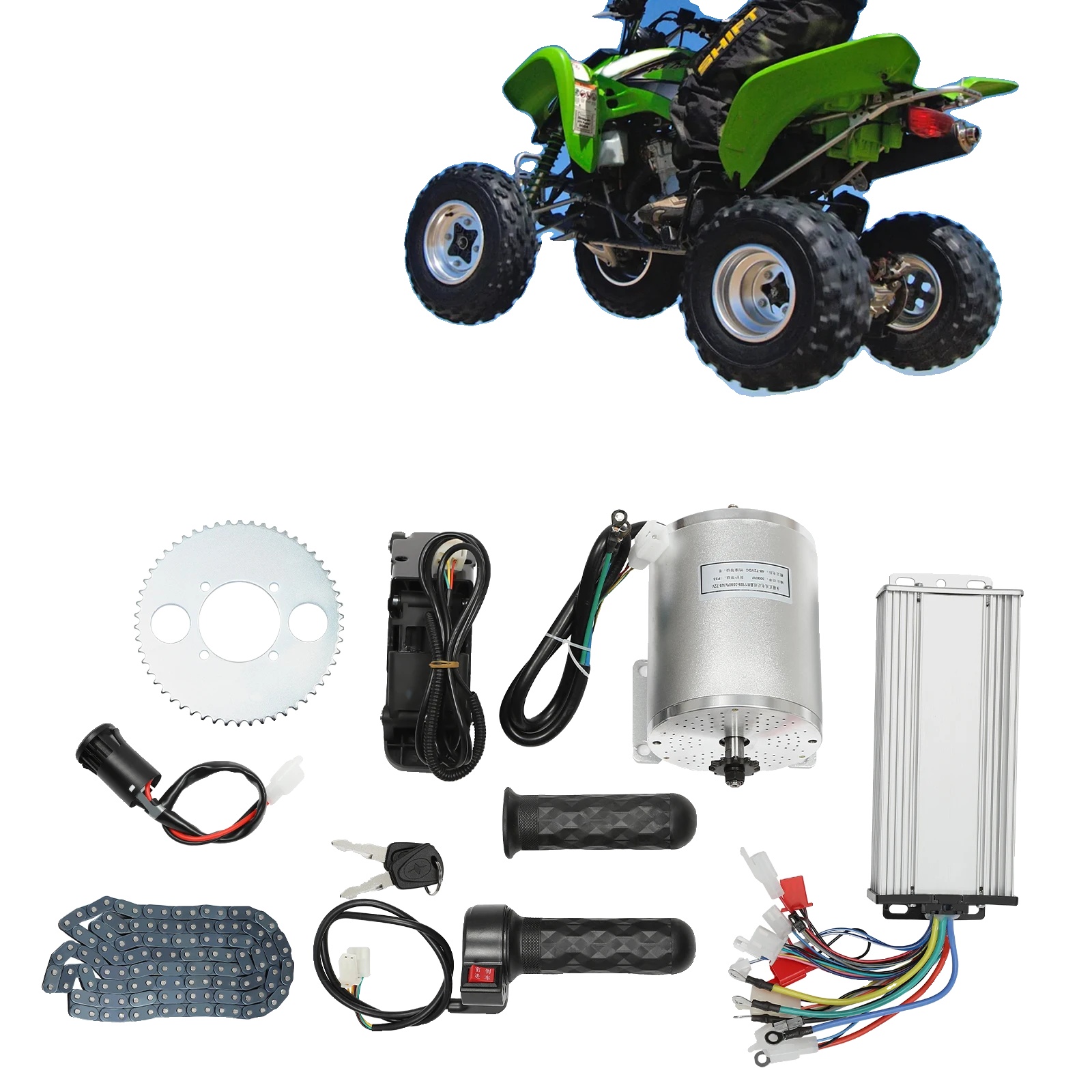 Bürstenloser Motorbausatz, 3000 W Leistung, 48–72 V Spannung, 4900 U/min Nenndrehzahl, 5,4 Nm Nenndrehmoment, 11,7 Cm Beinabstand