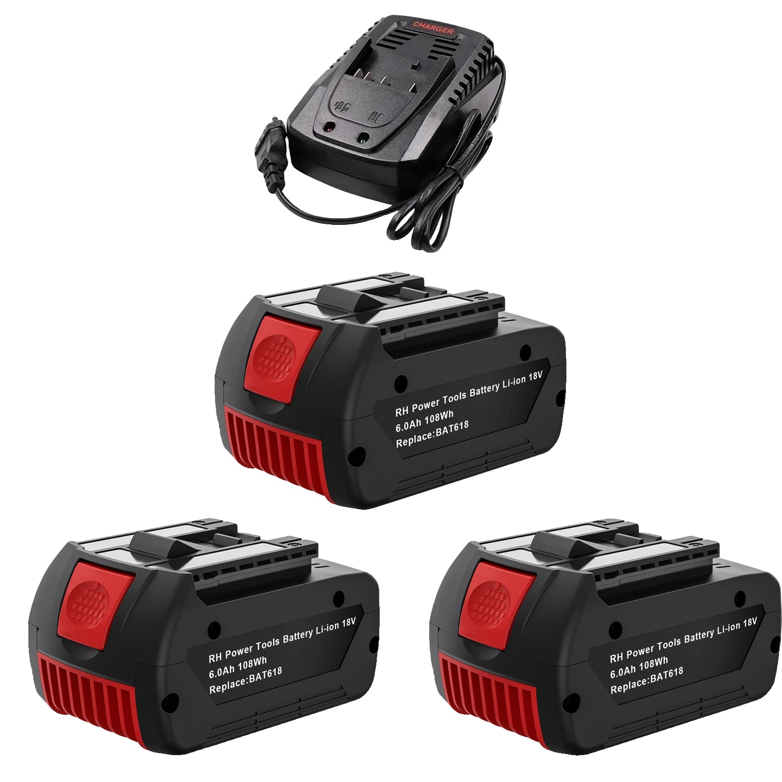 Ersatzakku, 18 V, 6000 Mah Kapazität, 3 Akkus, 1 Ladegerät