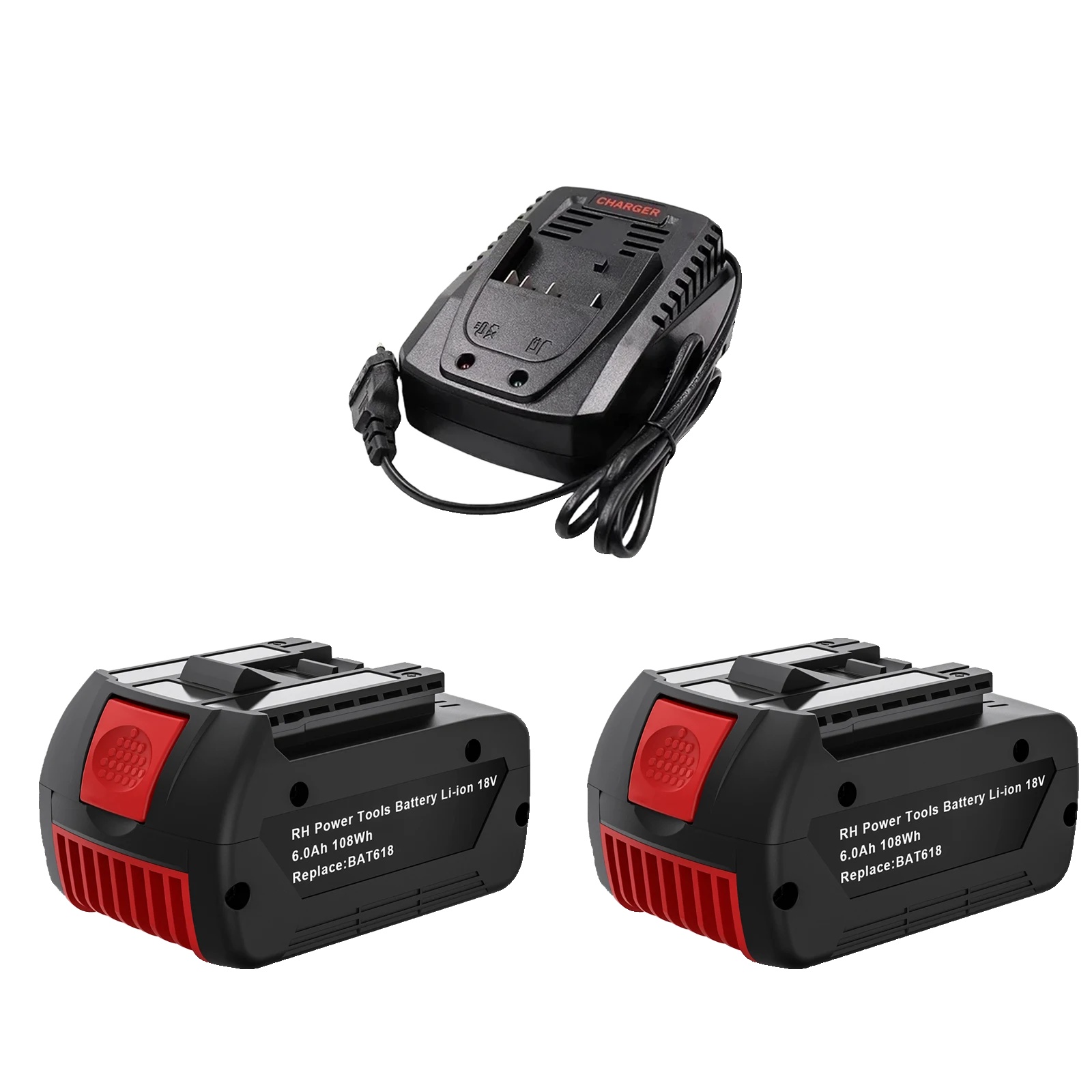 Ersatzakku, 18 V, 6000 Mah Kapazität, 2 Akkus, 1 Ladegerät