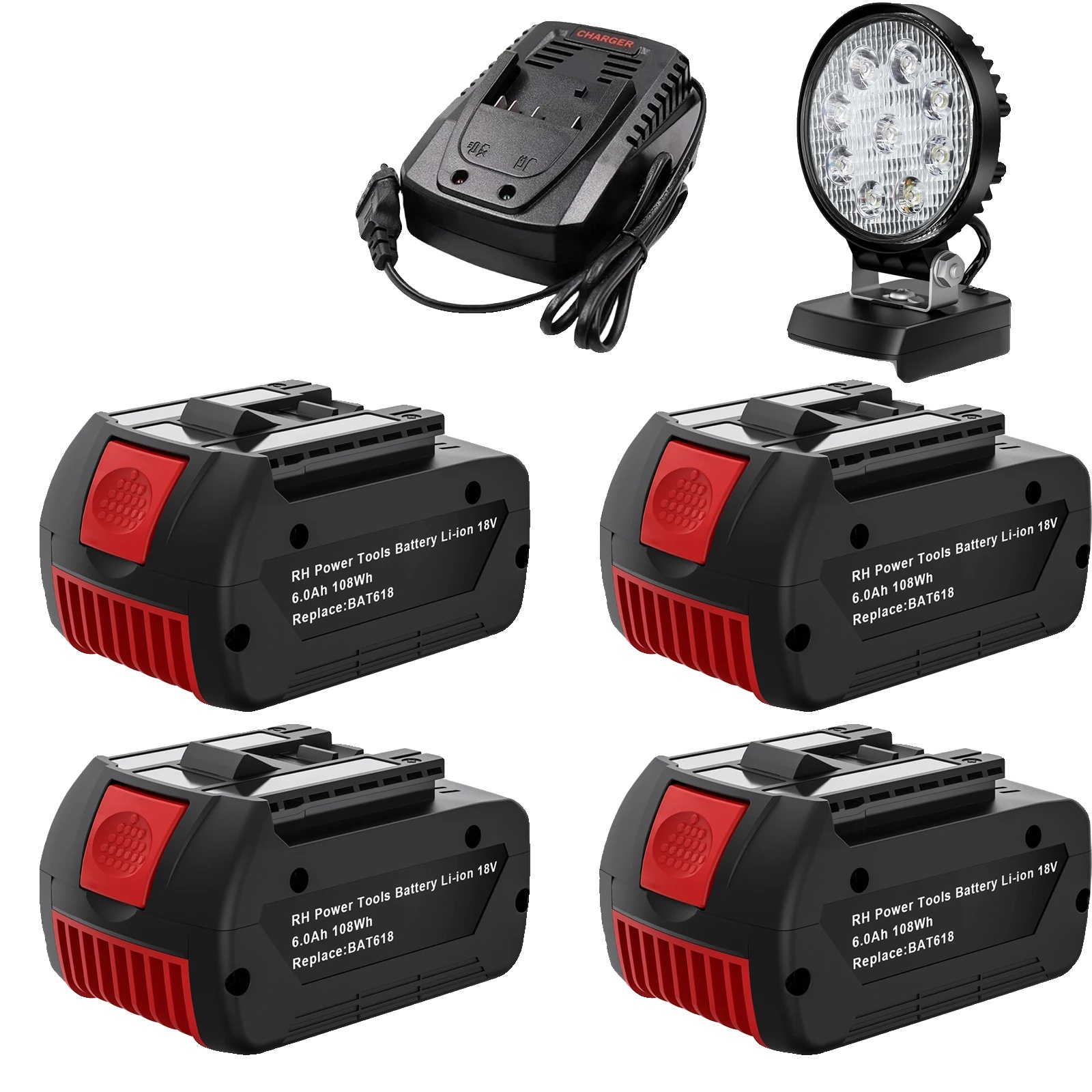 Ersatzbatterie, 18 V, 6000 Mah Kapazität, 4er-set