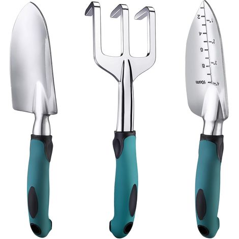 Dreiteiliges Gartenwerkzeug-set, Robustes Gartenwerkzeug Aus Geformtem Aluminium Mit Rutschfestem Gummigriff, Langlebiges Gartenhandwerkzeug, Ideales Geschenk Für Den Garten