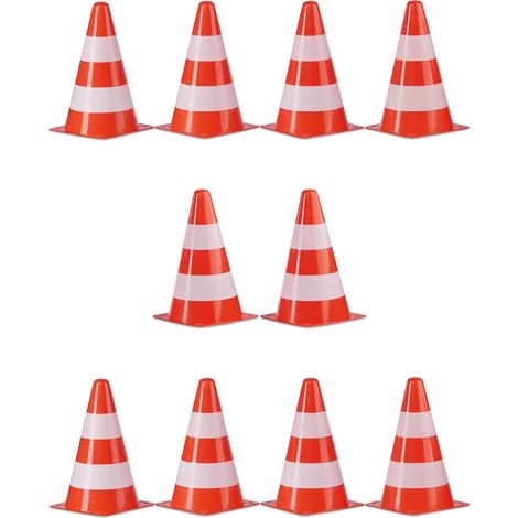 Packung Mit 10 Stapelbaren Warnkegeln Für Tragetaschen, Beutel, Marken-hundeboxen, Pylonen, 22 Cm, Orange/weiß