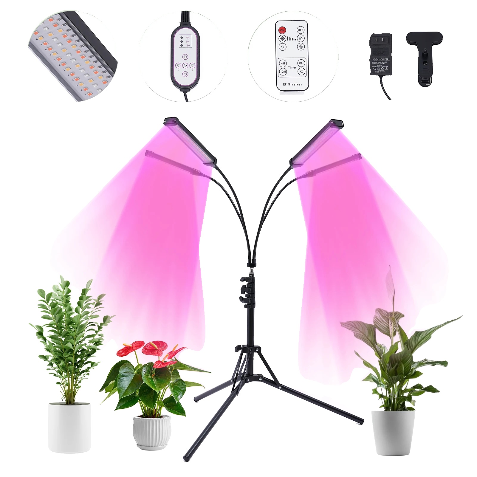 Led-pflanzenlampe, 30 W Leistung, 10 Einstellbare Helligkeitsstufen, Verstellbare Stativhöhe