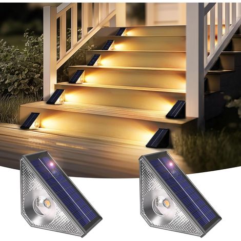 Set Mit 2 Wasserdichten Led-solar-außenleuchten Für Treppen, Stufen, Zäune, Gärten, Terrassen, Dachrinnen, Wege Und Zur Dekoration, Warmweiß