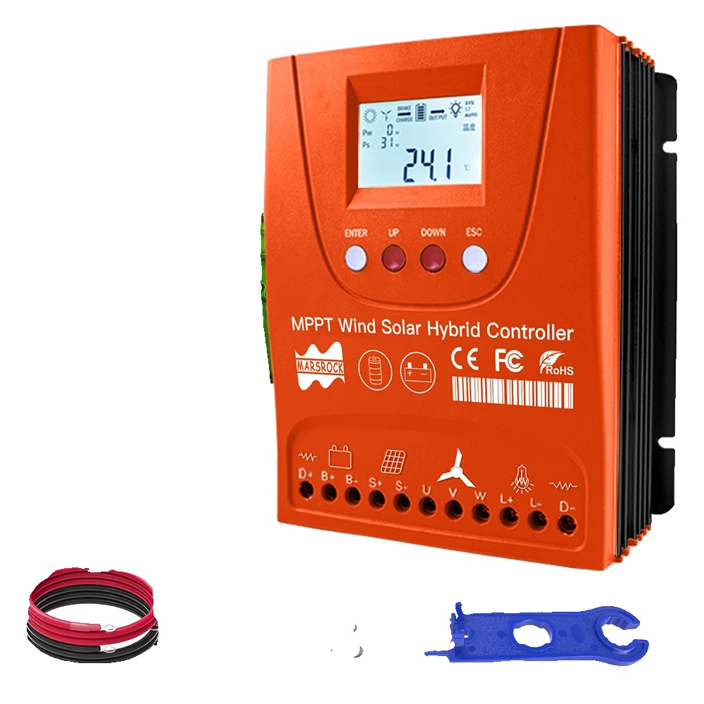Hybrid-solar-wind-laderegler, Lcd-bildschirm, Effizientes Energiemanagement, 1500 W Wind/solar 1500 W-a, Automatische 12 V/24 V-umschaltung, Externer Wind-solar-hybrid-laderegler