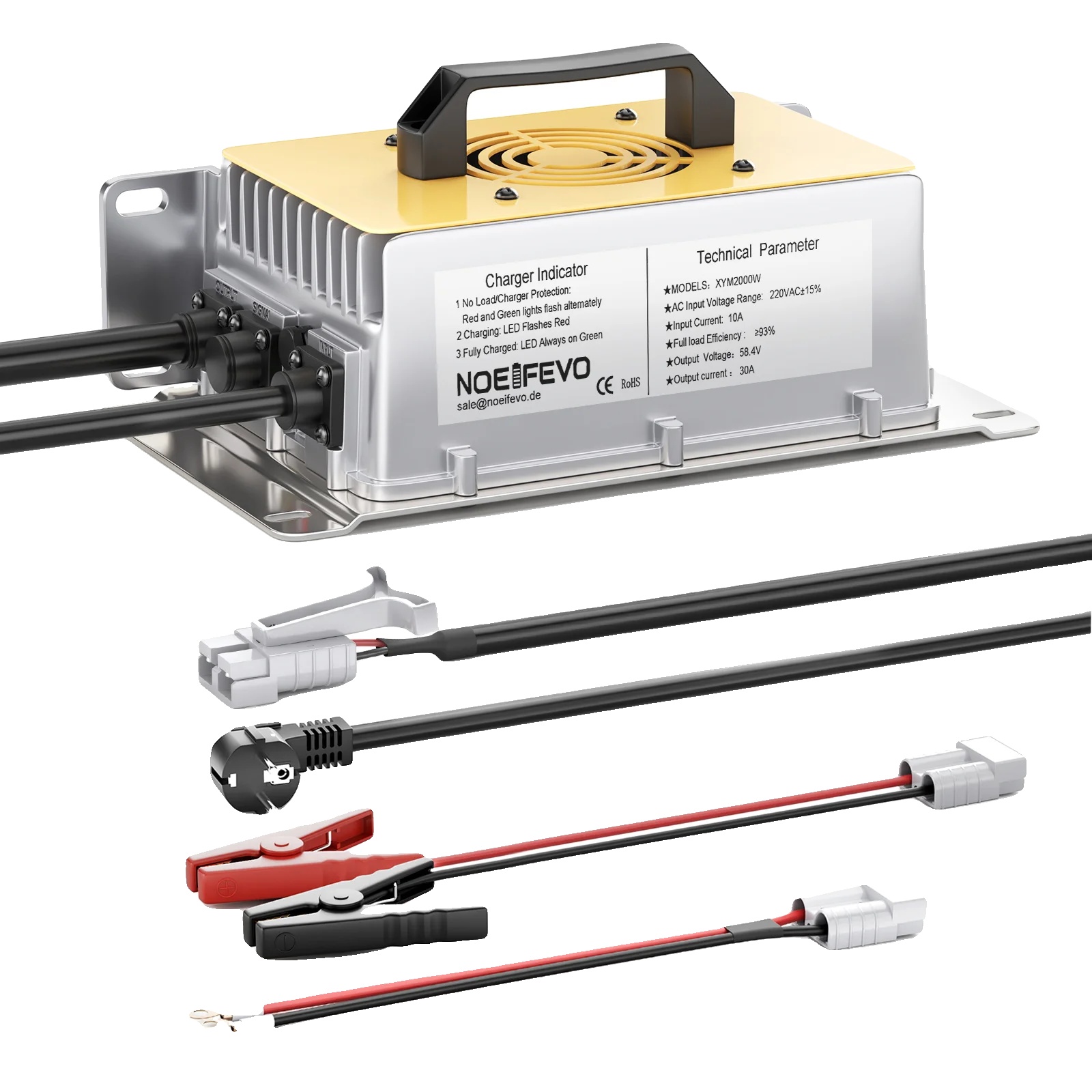 Lithium-akkuladegerät, Wasserdicht (ip65), 58,4-v-schnellladegerät Für 16s-akkus, Hohe Effizienz, 58,4 V, 30 A, Eu