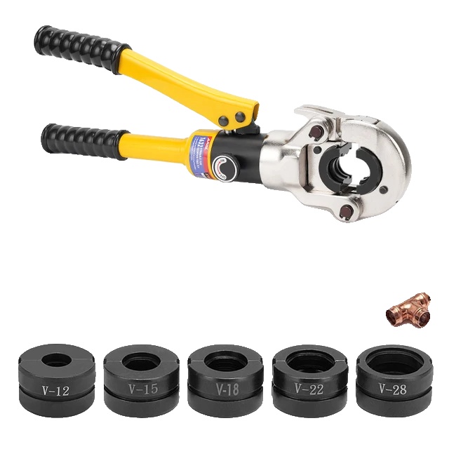 Hydraulisches Crimpwerkzeug, Geeignet Für Pex/edelstahl/kupfer, 15,75 Zoll, Schwarz/gelb, V12 15 18 22 28 Mm