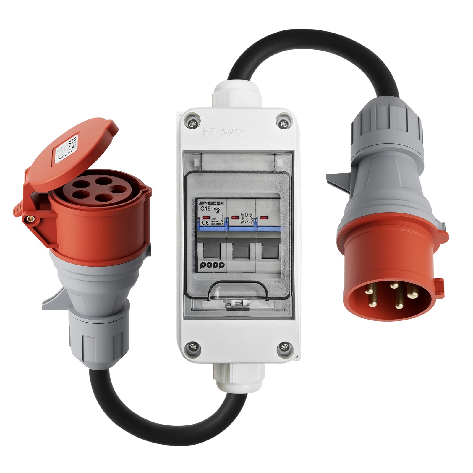 Hochstrom-5-poliger Adapter Mit Leitungsschutzschalter, 3-phasig, 400 V