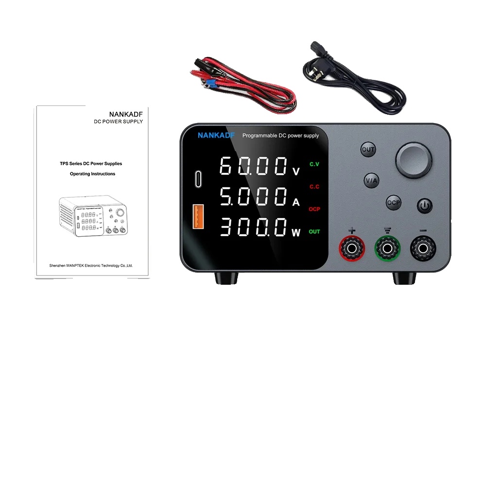 Labornetzteil, Usb-a-/usb-c-ladeanschluss, 4-stellige Led-anzeige, Tps605 60 V 5 A