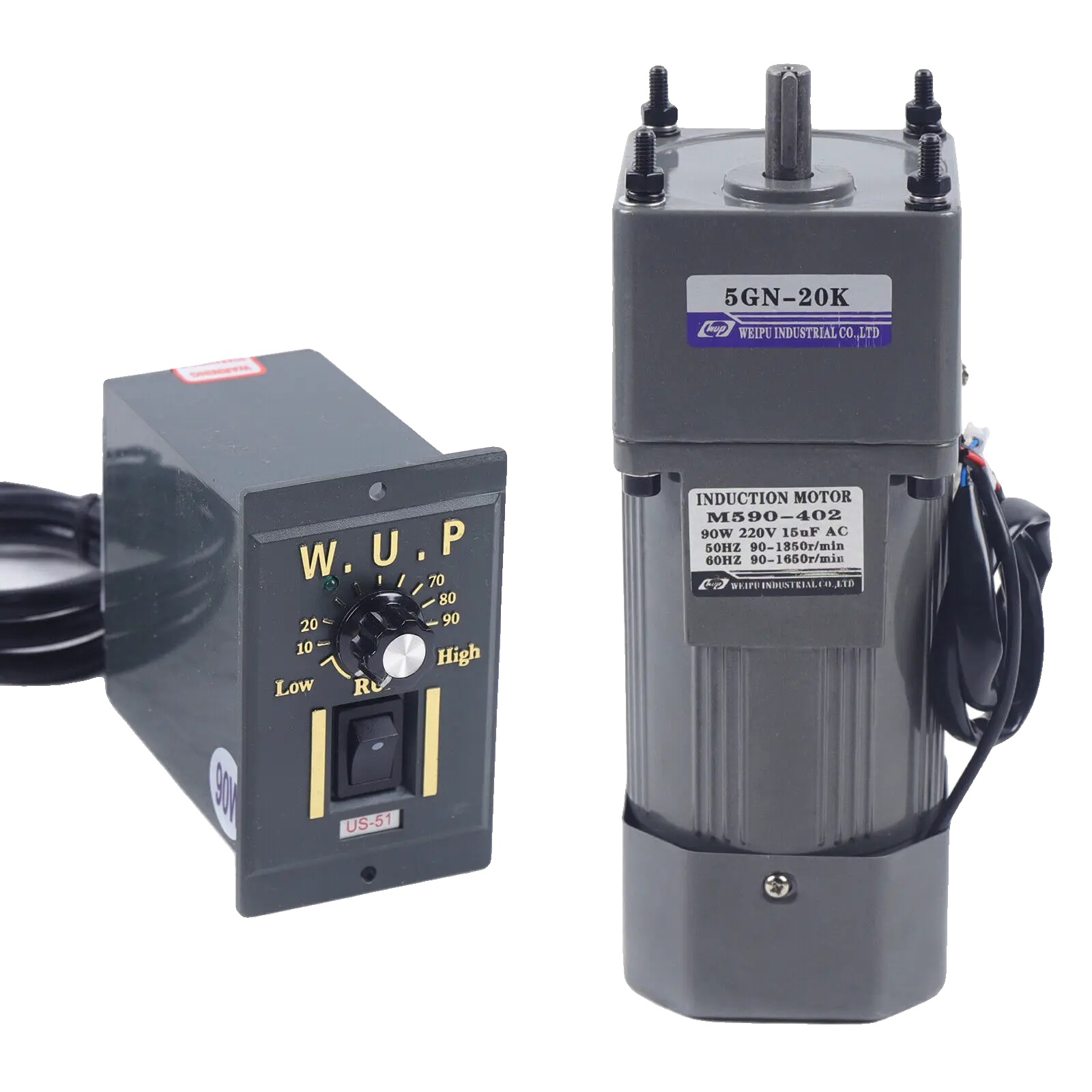 Wechselstrommotor, 220 V Eingangsspannung, Drehzahl 0-67 U/min, Drehmoment 13 Nm