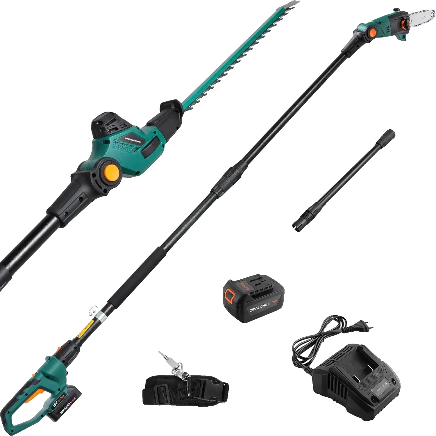 Heckenschere, 20-v-akku, 4000 Mah Kapazität, 17 Cm Schnittlänge, 16 Mm Maximaler Schnittdurchmesser, Verstellbarer Griff Und Verstellbarer Kopfwinkel