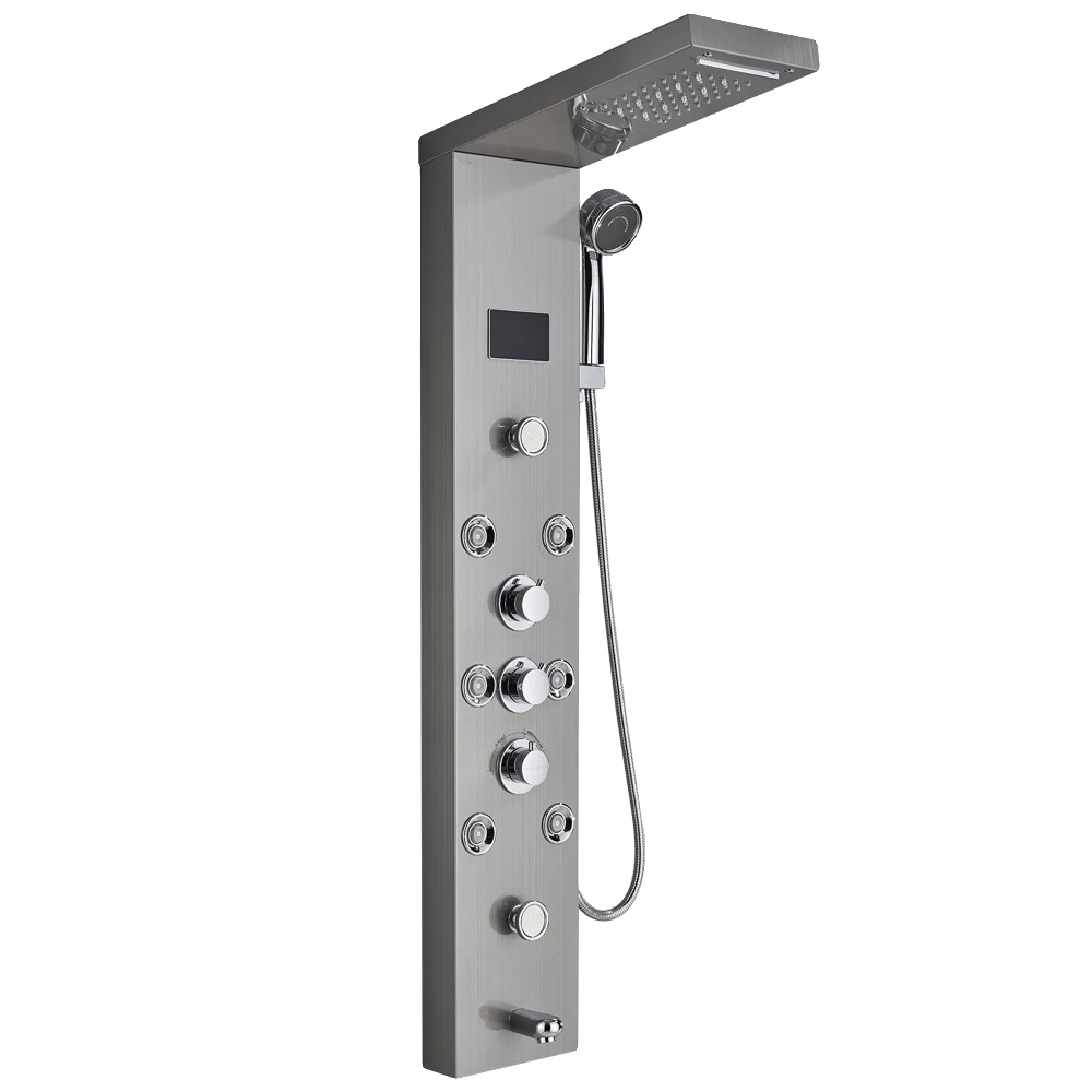 Led-duschpaneel, Temperaturabhängig, Massagedüsen, 8009 Gebürstetes Nickel