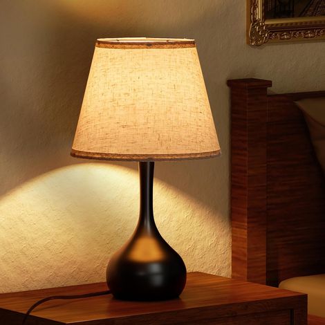 Touch-tischleuchte Für Schlafzimmer, Stabile, 3-fach Dimmbare Tischleuchte Mit Stoffschirm, Leselampe Für Kinder, Bürolampe