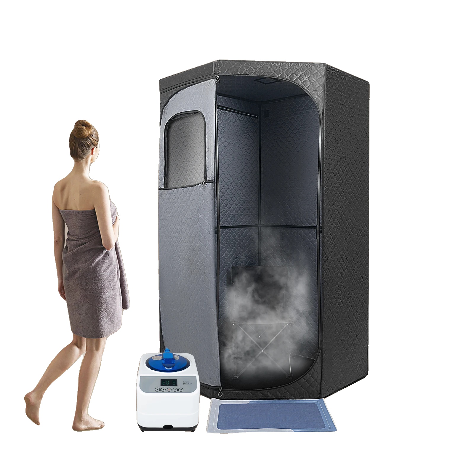 Tragbare Dampfsauna, 220 V, 1350 W, Zelthöhe 180 Cm, Wassertank 3 L, 9 Heizstufen