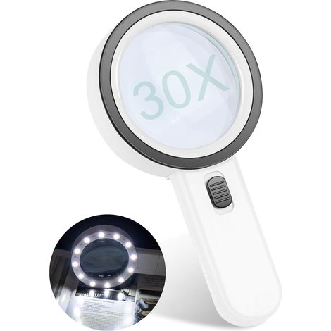 30-fache Leselupe Mit 12 Led-leuchten, Handlupe Zum Lesen, Basteln Und Für Heimwerkerprojekte, Ideal Für Senioren Und Sehbehinderte
