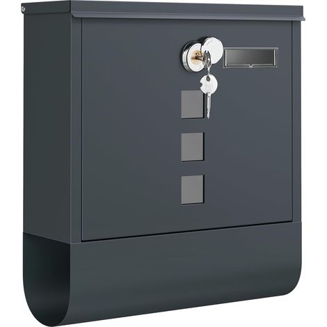 Wandbriefkasten Mit Schloss, Drehdeckel, Sichtfenster, Namensschild, Zeitungsfach, Einfacher Montage, 10 X 30,8 X 33,8 Cm, Anthrazitgrau