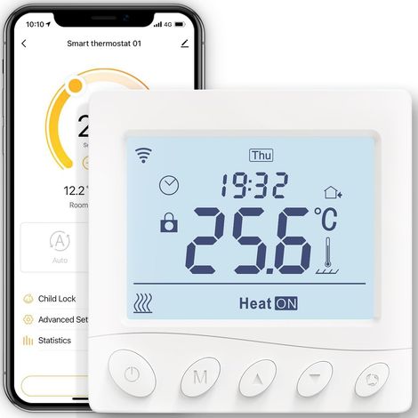 Intelligenter Wlan-thermostat Für Elektrische Fußbodenheizung, Weiß, Mit Fernbedienung Und Timer, Kein Hub Erforderlich, Kompatibel Mit Alexa Und Google Home, 16 A