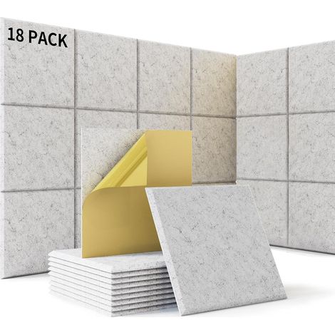 30 X 30 X 1 Cm, 18 Selbstklebende Akustikschaumstoffplatten, Hochdichte Akustikplatten (230 Kg/m³), Schalldämmung Für Tonstudios, Musikräume, Büros Und Spielzimmer