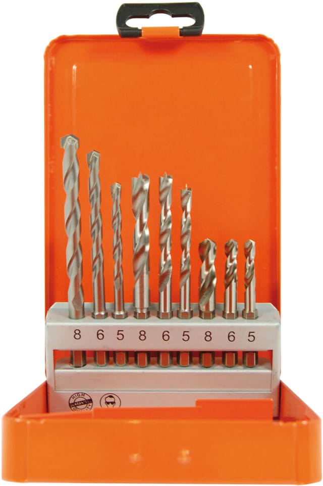 Projahn - Spiralbohrer Kassette Stahl Stein Holz Bohrer Set 9-tlg.
