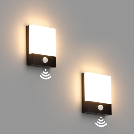 Set Mit 2 Led-außenwandleuchten (20 W) Mit Bewegungsmelder, Schutzart Ip65, Warmweiß (3000 K) Für Garteneingang Und Terrasse.