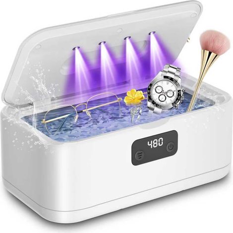 Ultraschallreiniger Für Brillen, Schmuck Und Zahnpflegeprodukte, 800 Ml, 49.000 Hz, Uv-lampe, 5 Timer-einstellungen, Ultraschallreinigungsgerät Für Diamanten, Uhren, Halsketten Und Rasierklingen