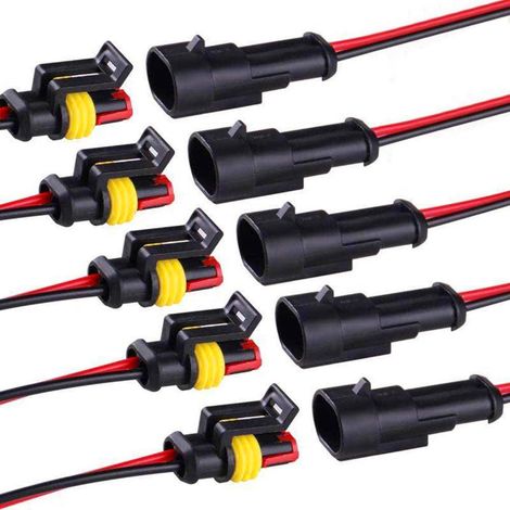 2-poliger Wasserdichter Stecker, 5 Stück Awg Wasserdichte Stecker, Selbstverriegelnde 2-polige Elektrische Kabelverbinder Für Motorrad, Auto, Roller, Lkw, Boot